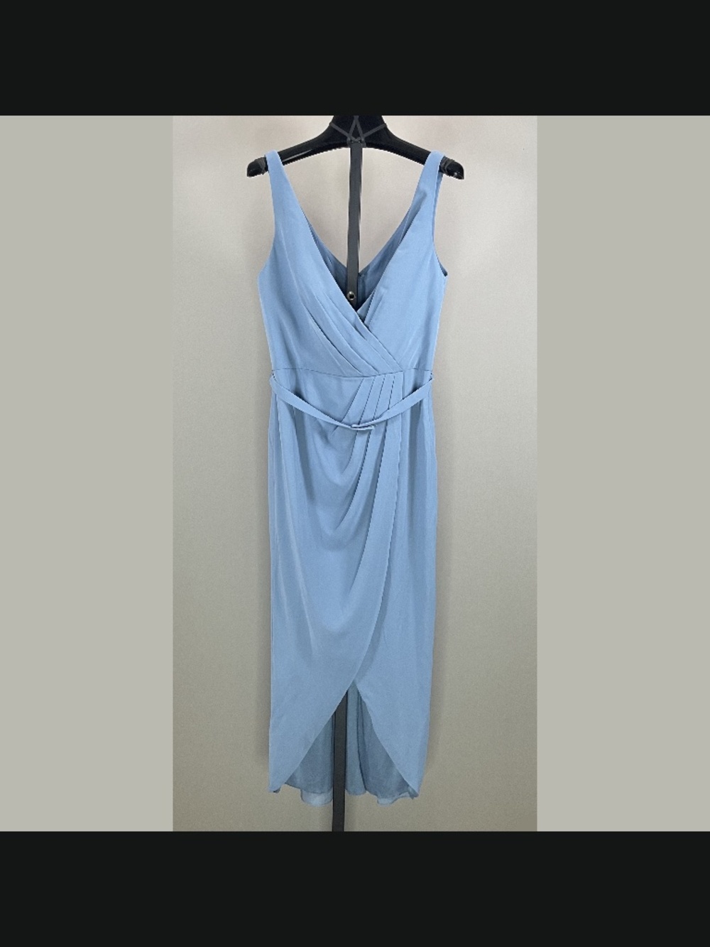 NEW Davids Bridal Dress Womens 6 blue crepe tulip sheath gown formal wedding